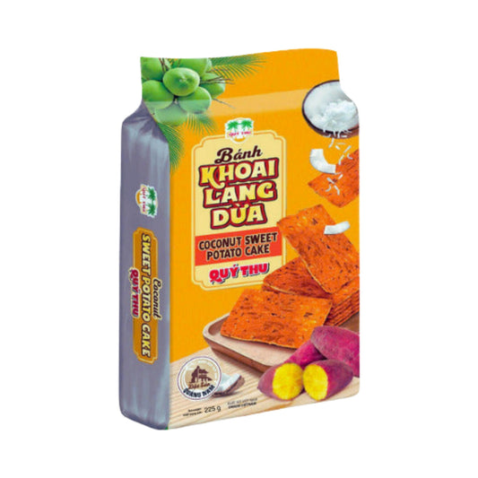 Bánh khoai lang dừa Quảng Nam Quý Thu gói 225g – ảnh sản phẩm nền trắng