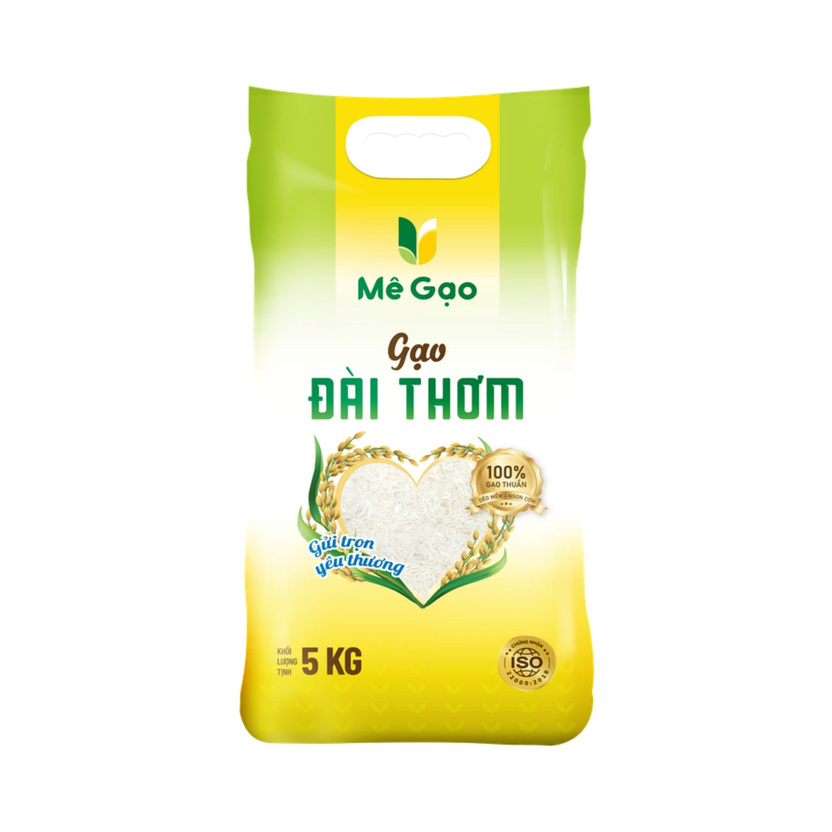 Gạo Đài Thơm 8 Đồng Tháp Mê Gạo túi 5kg – ảnh sản phẩm nền trắng