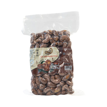 Hạt điều rang muối vỏ lụa Bình Phước FAMINUTS túi hút chân không 500g – ảnh sản phẩm nền trắng