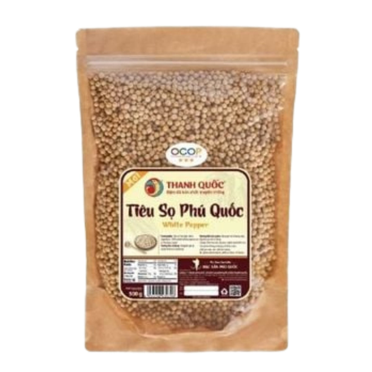 Tiêu sọ Phú Quốc Thanh Quốc túi 500g – ảnh sản phẩm nền trắng