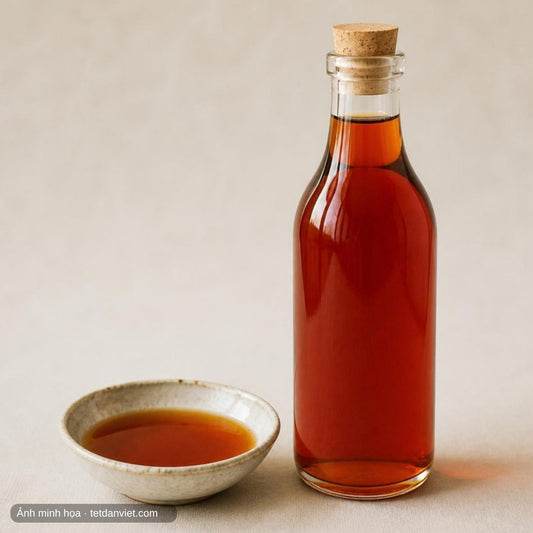 Nước mắm cốt cá cơm Thanh Hóa màu hổ phách trong chai thủy tinh trơn – ảnh minh họa
