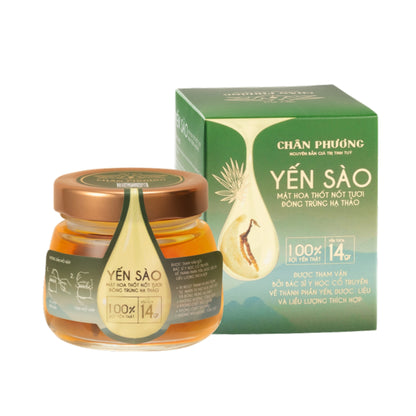 Yến chưng mật hoa thốt nốt và đông trùng hạ thảo Chân Phương hũ 100ml – ảnh sản phẩm nền trắng