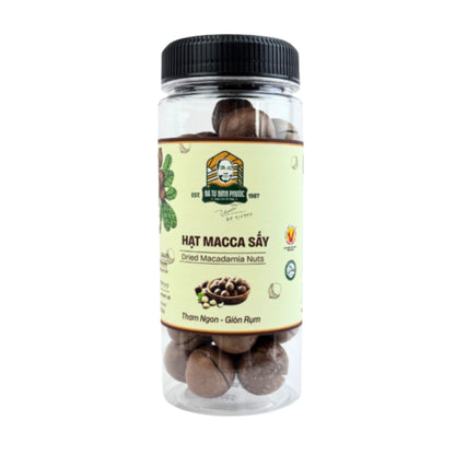Hạt macca Lâm Đồng Bà Tư hộp 250g – ảnh sản phẩm nền trắng