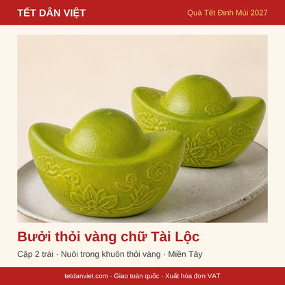 Bưởi thỏi vàng chữ Tài Lộc – quà Tết Đinh Mùi 2027