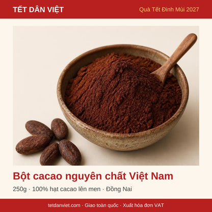 Bột cacao nguyên chất Việt Nam 250g – khung quà Tết Dân Việt