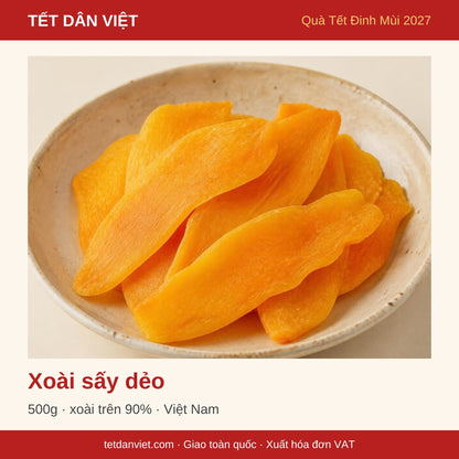 Xoài sấy dẻo 500g trong khung Tết Dân Việt