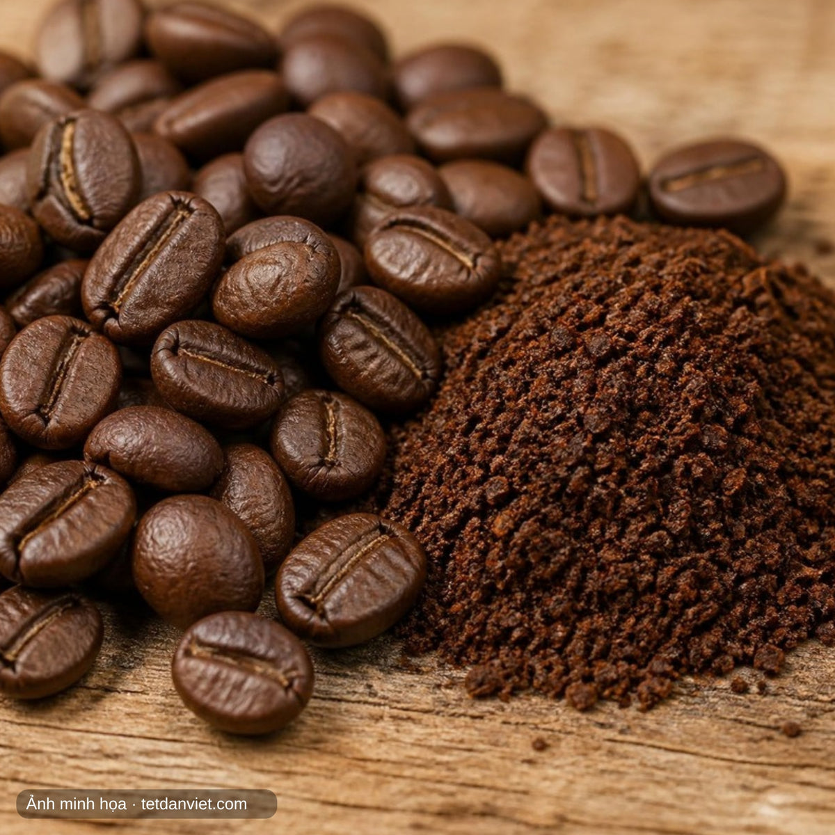 Cận cảnh hạt cà phê Fine Robusta Gia Lai rang và cà phê xay