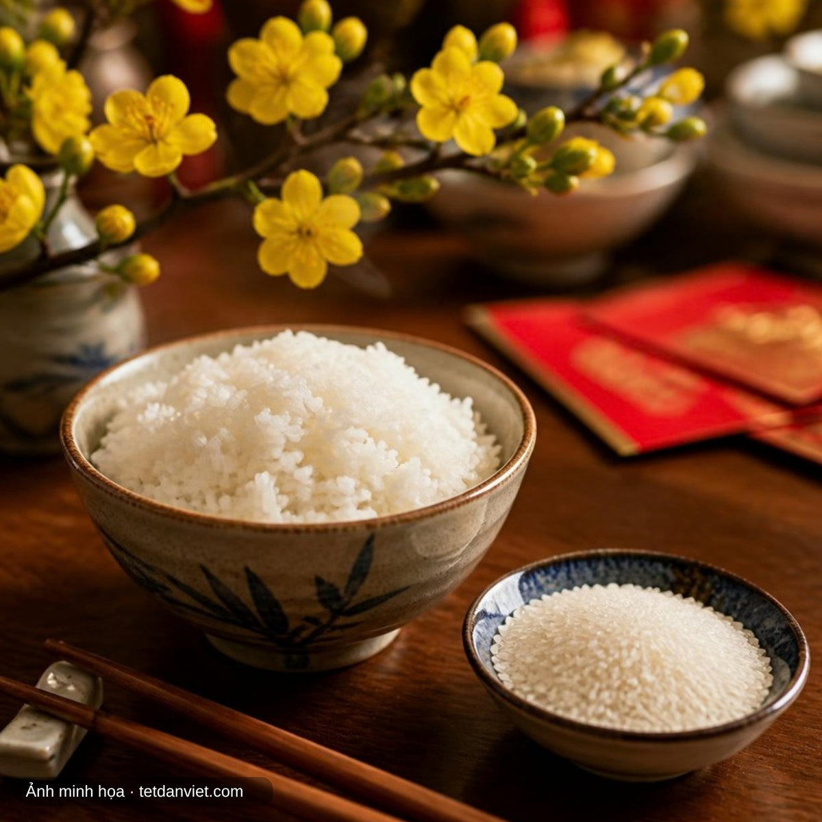 Bát cơm từ gạo ruộng rươi Nam Định trên bàn Tết