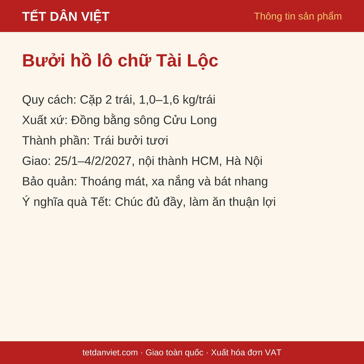 Thông tin sản phẩm bưởi hồ lô chữ Tài Lộc cặp 2 trái