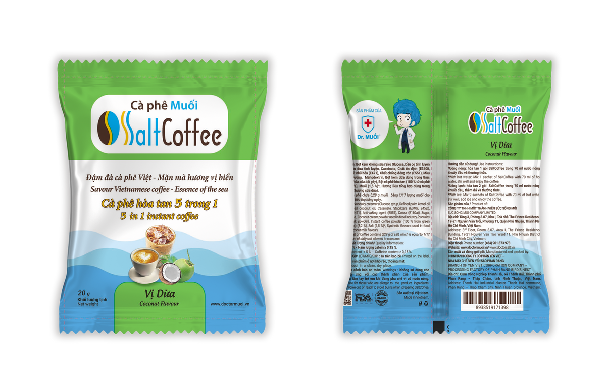 Cà phê muối vị dừa SaltCoffee hộp 9 gói 180g – ảnh 4