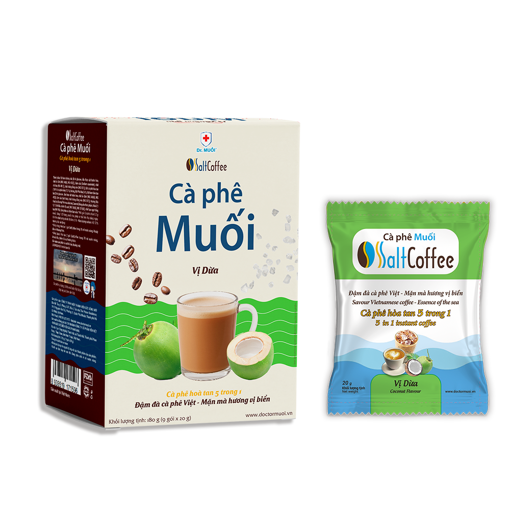 Cà phê muối vị dừa SaltCoffee hộp 9 gói 180g – ảnh 1
