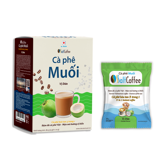 Cà phê muối vị dừa SaltCoffee hộp 9 gói 180g – ảnh 1