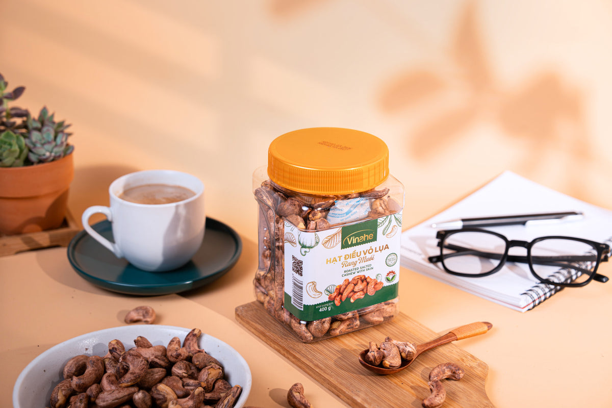 Hạt điều rang nhân trắng Bình Phước VINAHE hộp giấy 400g – ảnh 1