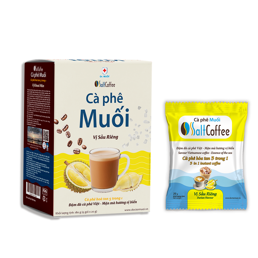 Cà phê muối vị sầu riêng SaltCoffee hộp 9 gói 180g – ảnh 1