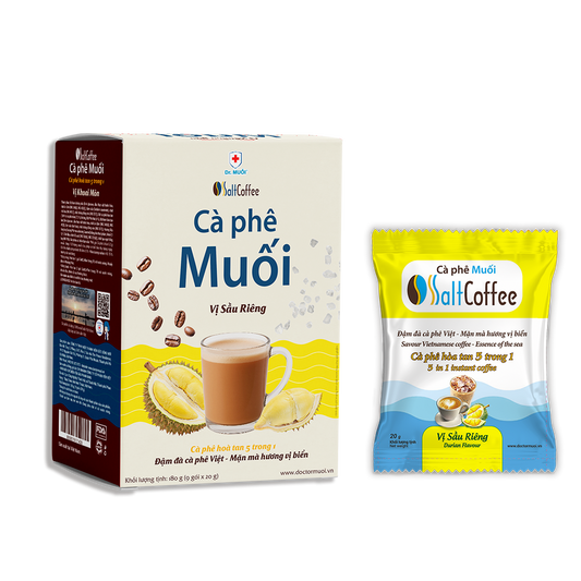 Cà phê muối vị sầu riêng SaltCoffee hộp 9 gói 180g – ảnh 1