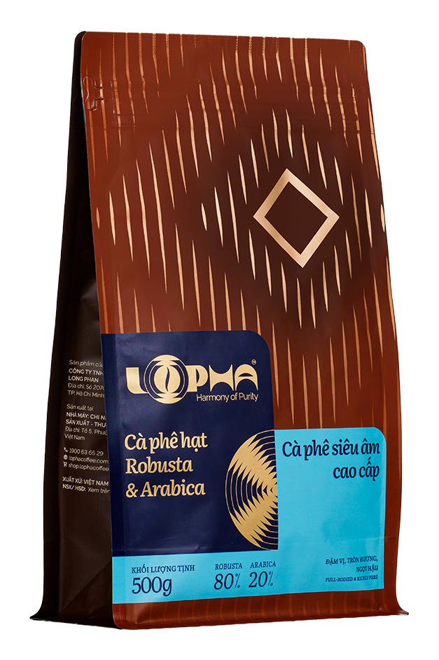 Cà phê hạt blend Robusta – Arabica Lâm Đồng Lopha túi 500g – ảnh 1