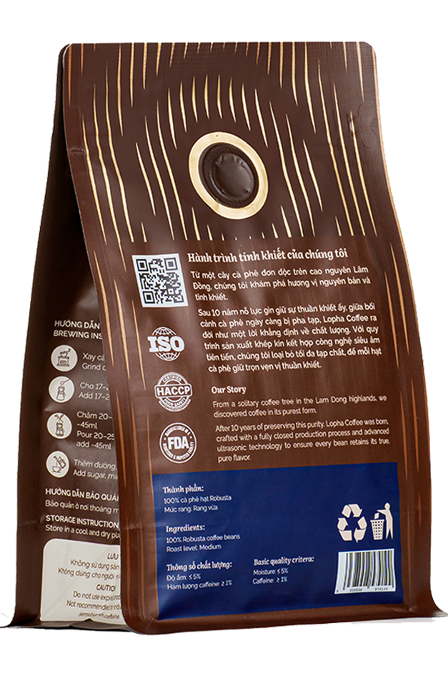 Cà phê bột 100% Robusta Lâm Đồng Lopha túi 500g – ảnh 2