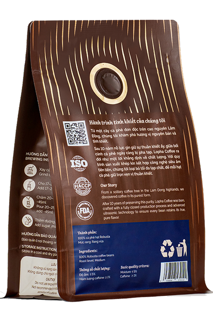 Cà phê bột 100% Robusta Lâm Đồng Lopha túi 500g – ảnh 2