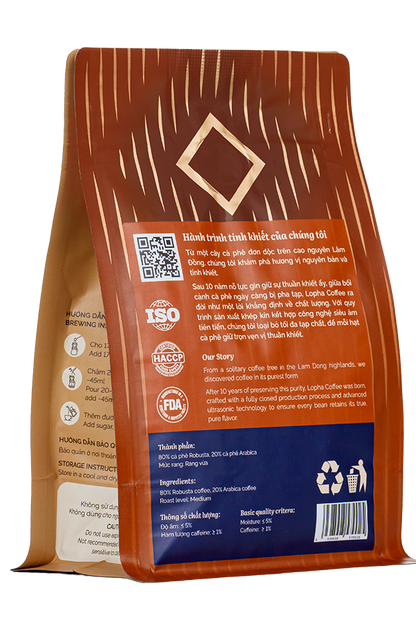 Cà phê bột blend Robusta – Arabica Lâm Đồng Lopha túi 500g – ảnh 2