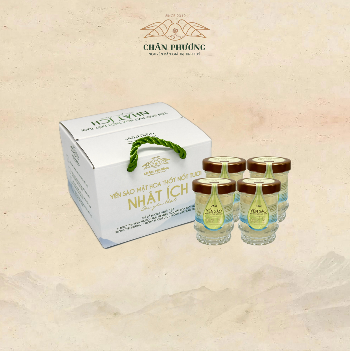 Hộp quà yến chưng mật hoa thốt nốt Chân Phương 4 hũ x 75ml – ảnh 1