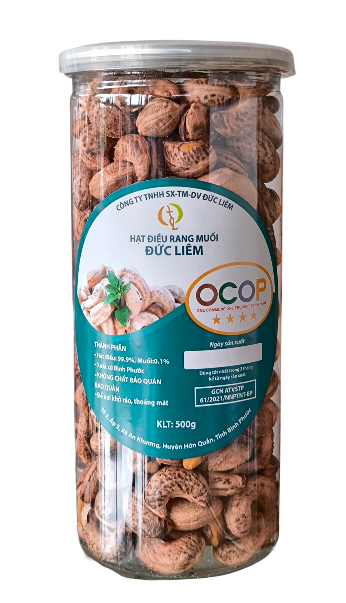 Hạt điều rang muối vỏ lụa Bình Phước ĐỨC LIÊM hũ pet 500g – ảnh 1