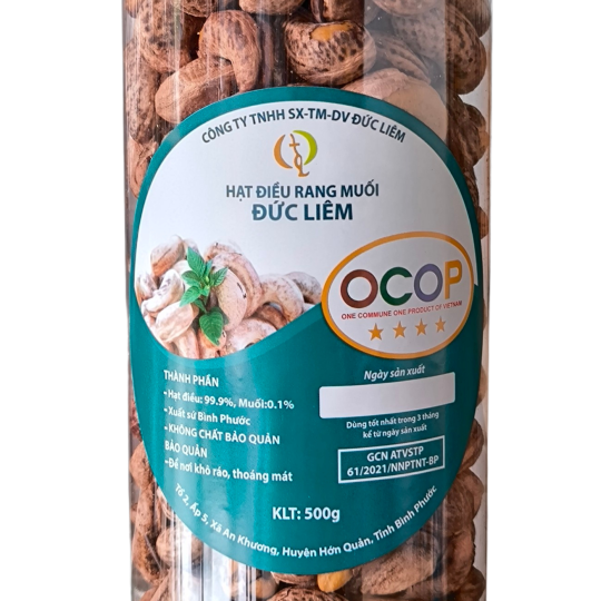 Hạt điều rang muối vỏ lụa Bình Phước ĐỨC LIÊM hũ pet 500g – ảnh 2