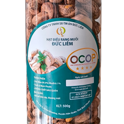 Hạt điều rang muối vỏ lụa Bình Phước ĐỨC LIÊM hũ pet 500g – ảnh 2