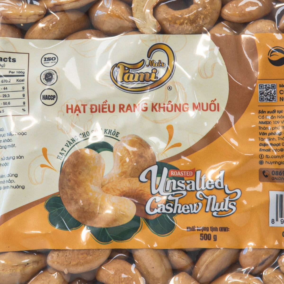 Hạt điều rang nhân trắng Bình Phước FAMINUTS túi hút chân không 500g – ảnh 3