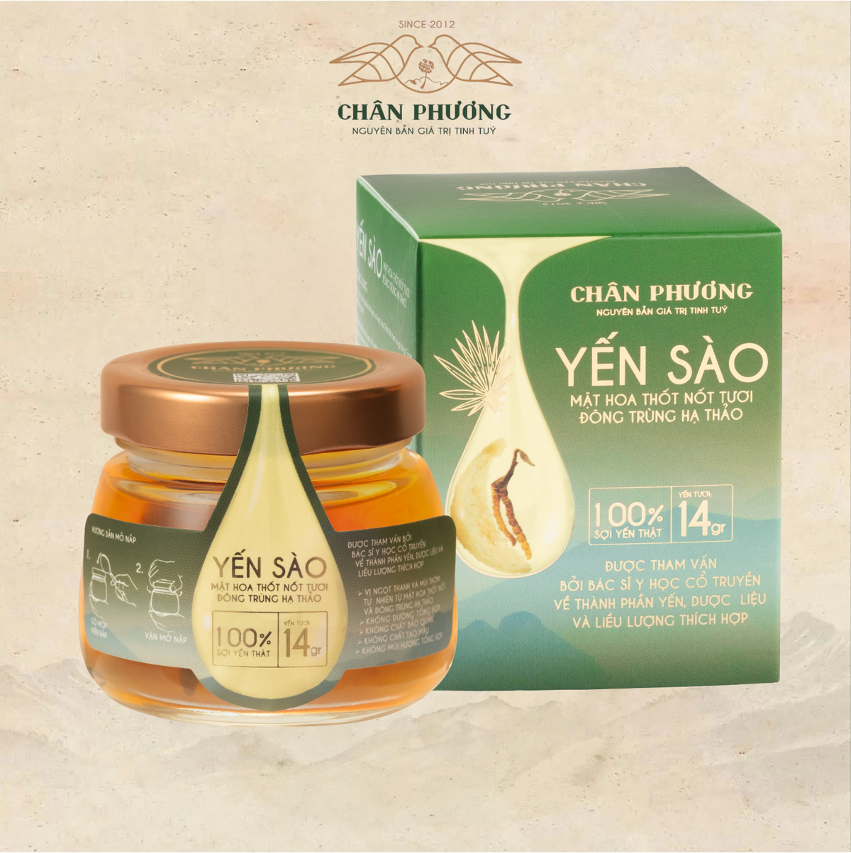 Yến chưng mật hoa thốt nốt và đông trùng hạ thảo Chân Phương hũ 100ml – ảnh 1