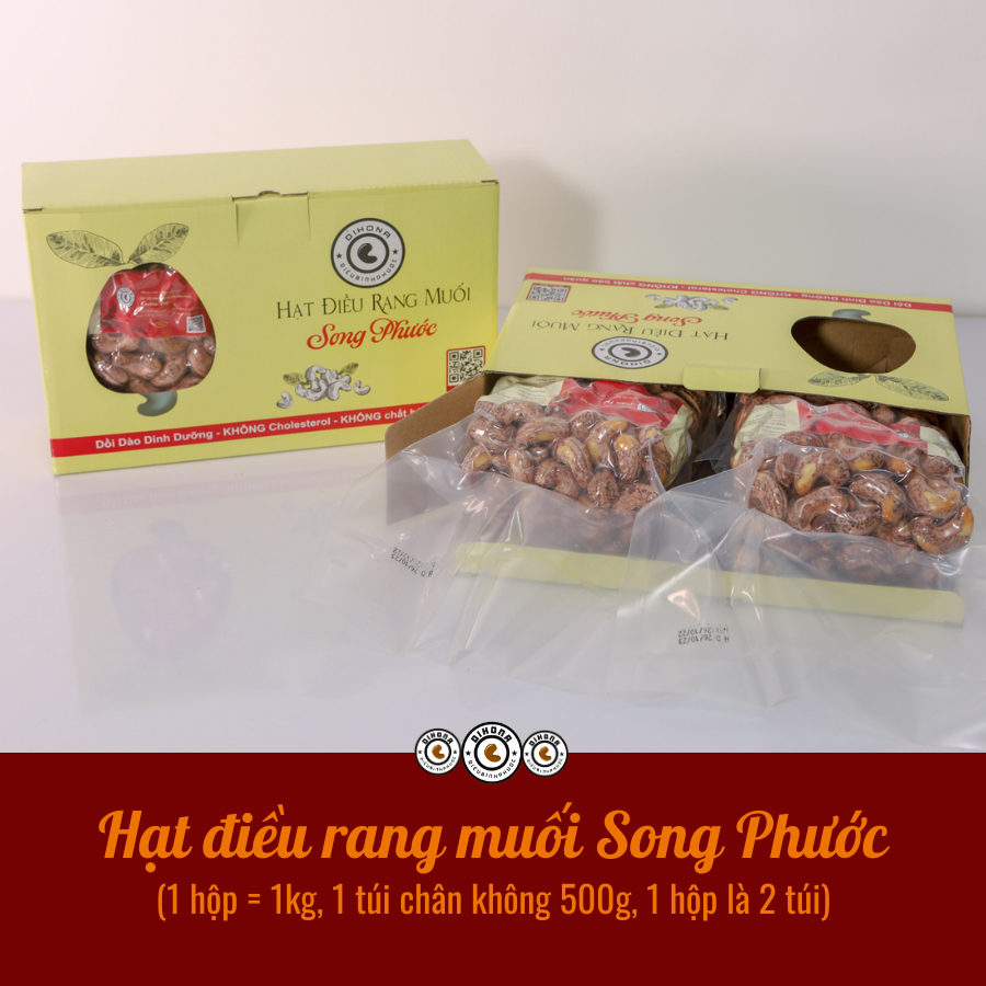 Hạt điều rang nhân trắng Bình Phước DIHONA hộp giấy 1000g – ảnh 1