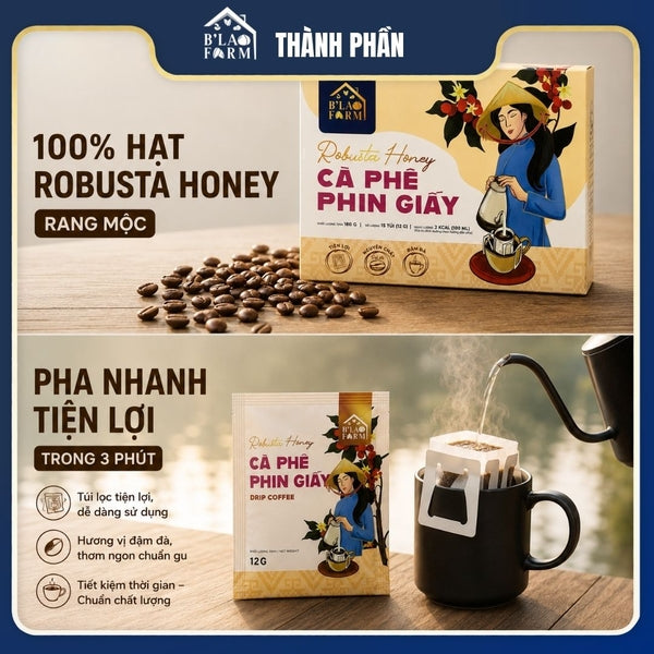 Cà phê phin giấy Robusta Honey Bảo Lộc B'Lao Farm hộp 180g – ảnh 2